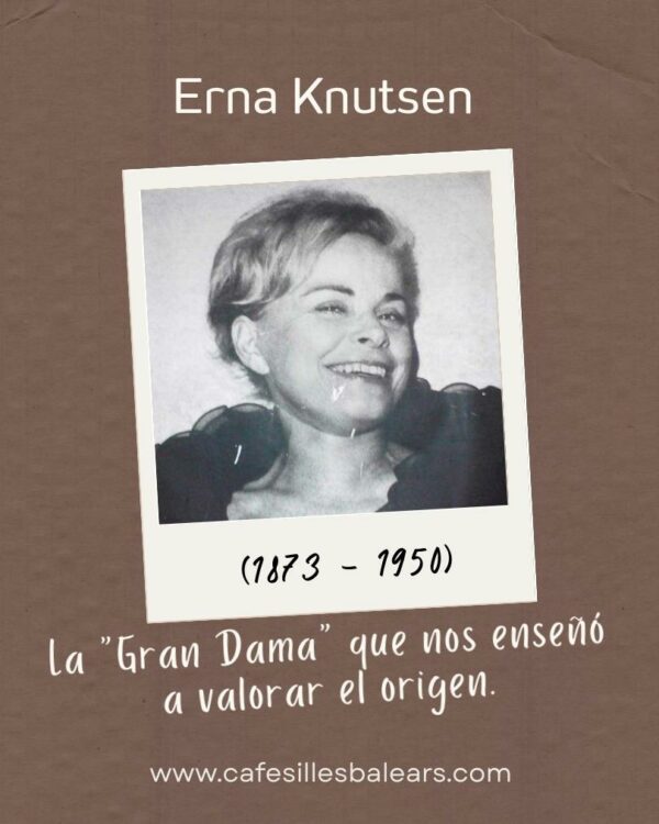 Fotografía de Erna Knutsen, la Gran Dama del Café, conocida por acuñar el término Specialty Coffee y revolucionar la industria del café de especialidad.